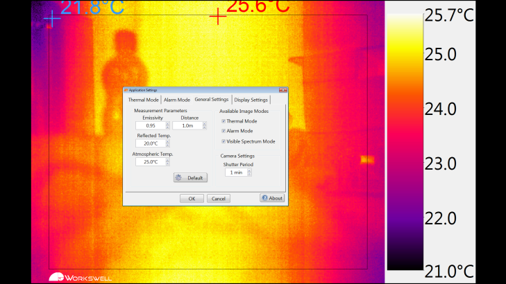 Workswell Thermal Vision Pro - nastavení parametrů