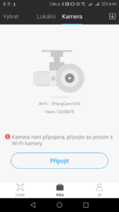 Ehang Ghostdrone aplikace připojení k dronu