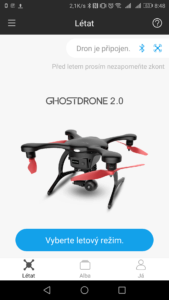Ehang Ghostdrone aplikace výběr drona